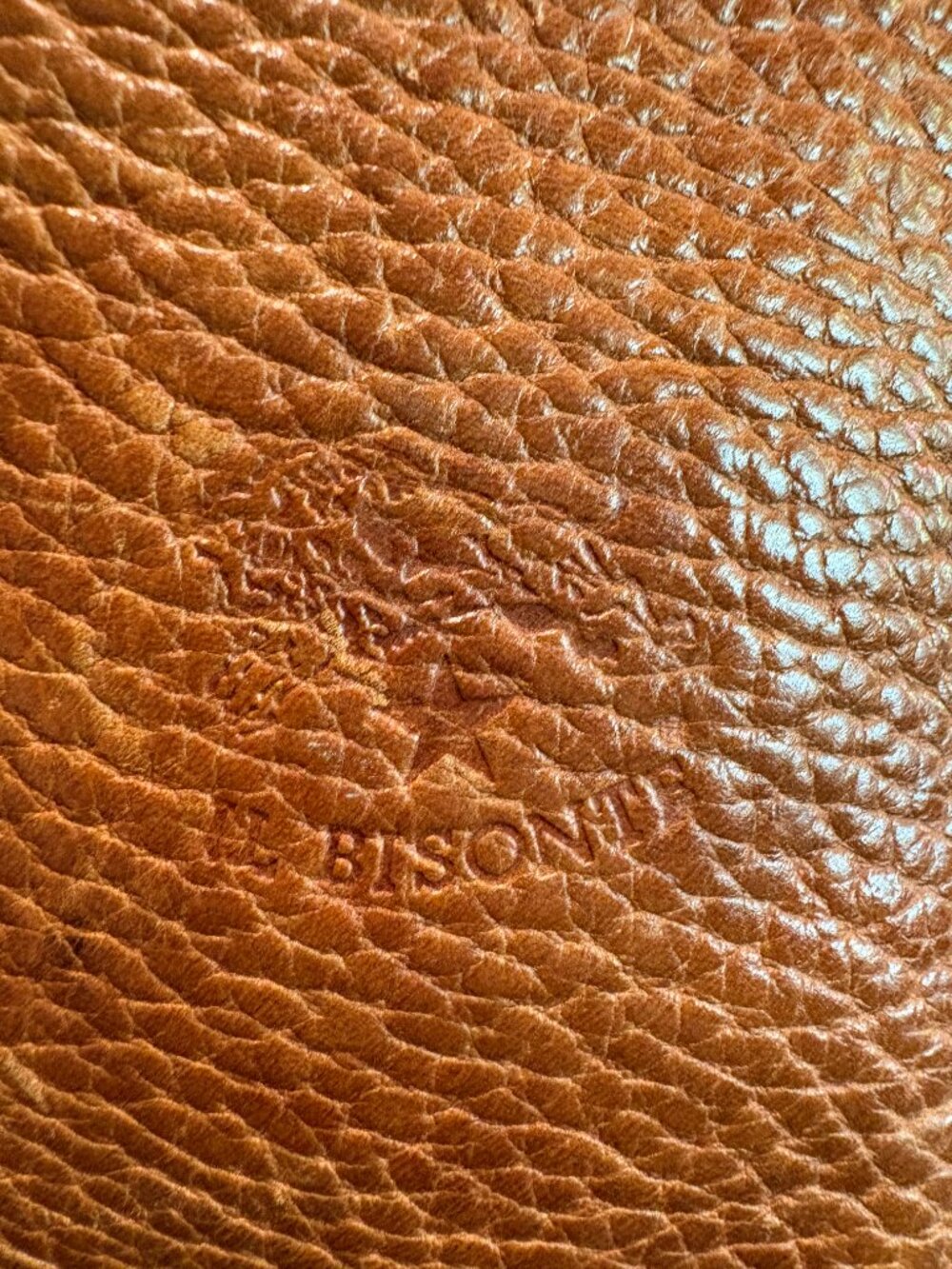 IL Bisonte Vintage Purse Wanny Di Filippo Pebbled Caramel Tan Leather Crossbody - Picture 5 of 7